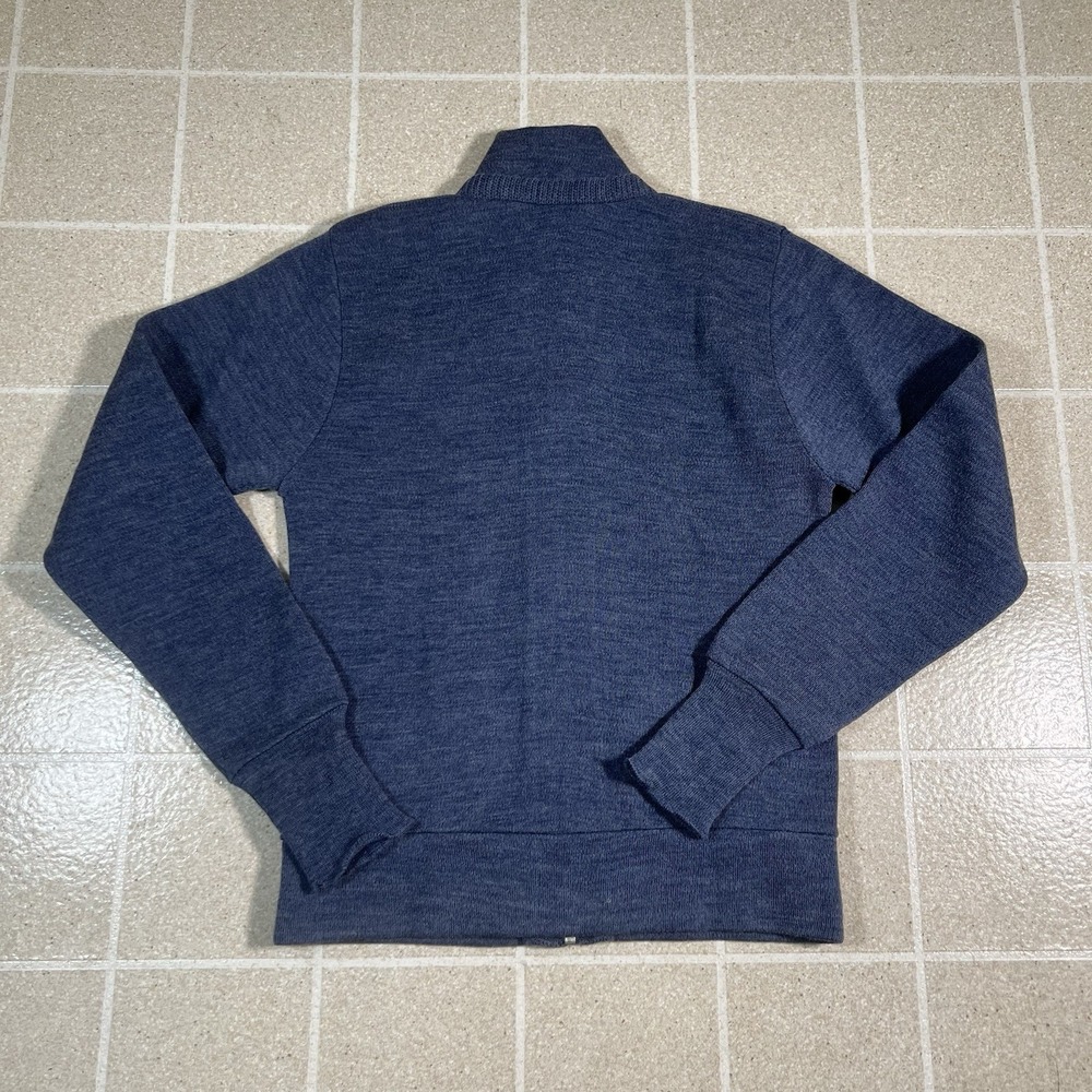 Vintage 1970s 100% Virgin Wool Union Made Made In USA Zip Up Sweater Size Large - Picture 2 of 5
